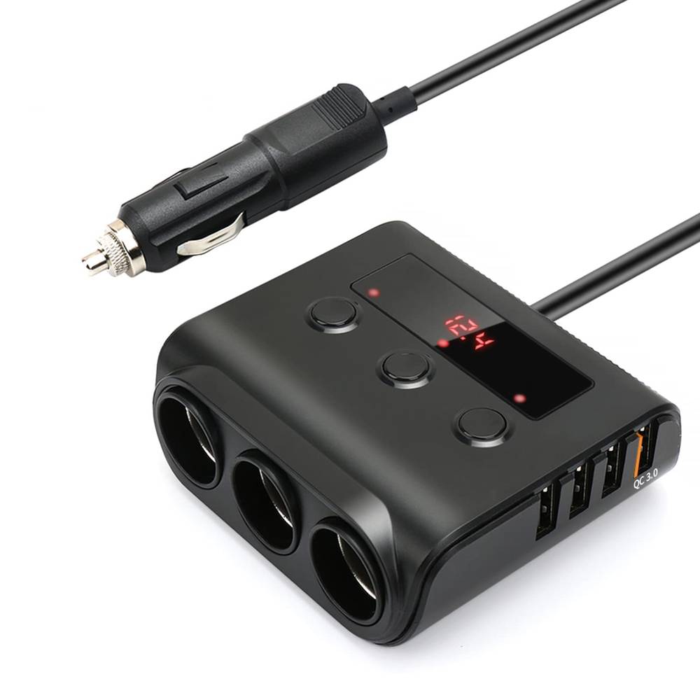 3.0 Lighter Adapter 3 Socket Lighter Splitter 4 USB Car Charger 1 Fast  Charge, 12V Car Splitter Adapter with LED Voltage Display and 4 On/Off  Switches