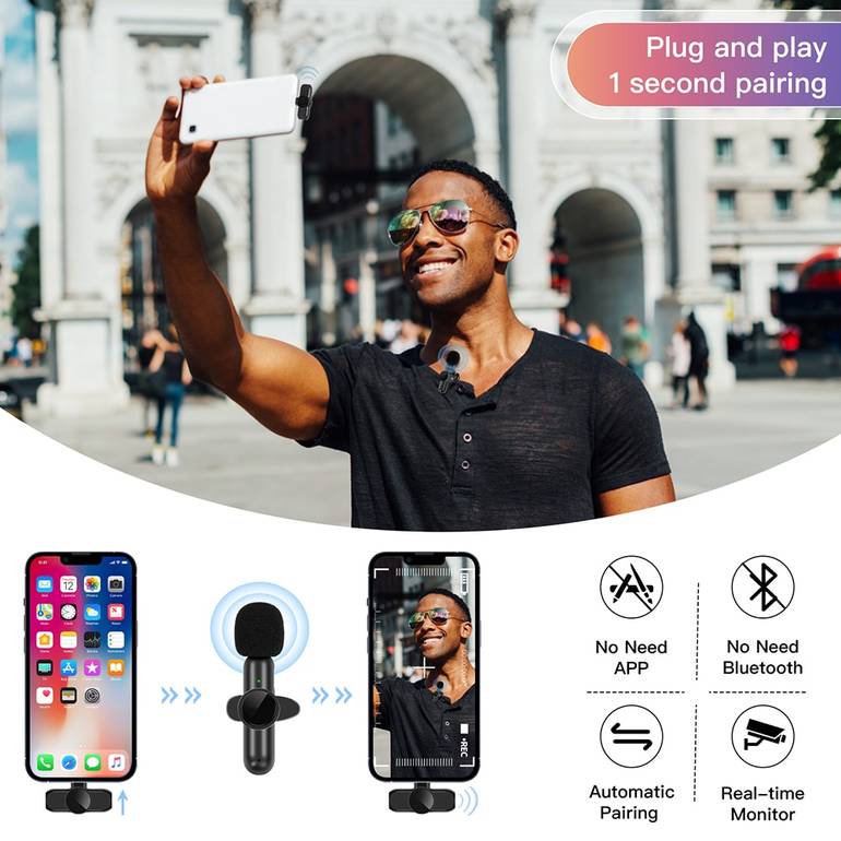 جديد لافالييه ميكروفون ضوضاء إلغاء تسجيل الفيديو الصوتي لجهاز iPhone/iPad/Android/Xiaomi/Samsung Live Game Mic