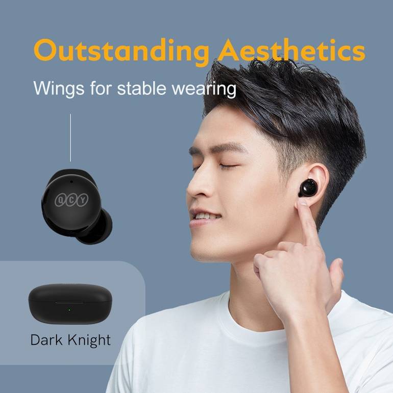 Qcy T17 أذن Bluetooth لسماعات الأذن اللاسلكية الحقيقية BT5.1 HIFI سماعة الرأس اللمسة اللمسات LOW LOSENCE MODE ENC ERIN