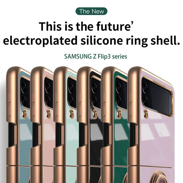 مناسبة ل Samsung Galaxy Z Flip4 تصفيح جراب هاتف ZFlip3 Ring Bracket المغناطيسي شفط سيارة الغطاء الواقي