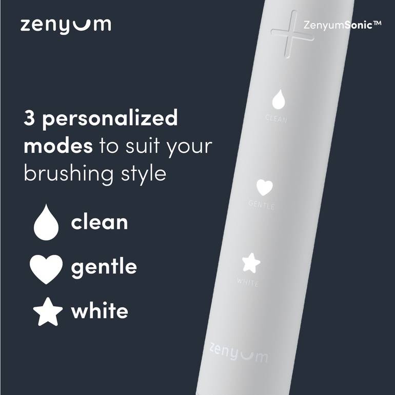 مجموعة Zenyum Sonic من فرشين أسنان كهربائيين - قابلة للشحن مع 3 أوضاع ، بطارية مدتها 21 يومًا ، توقيت 2 دقيقة والشحن اللاسلكي