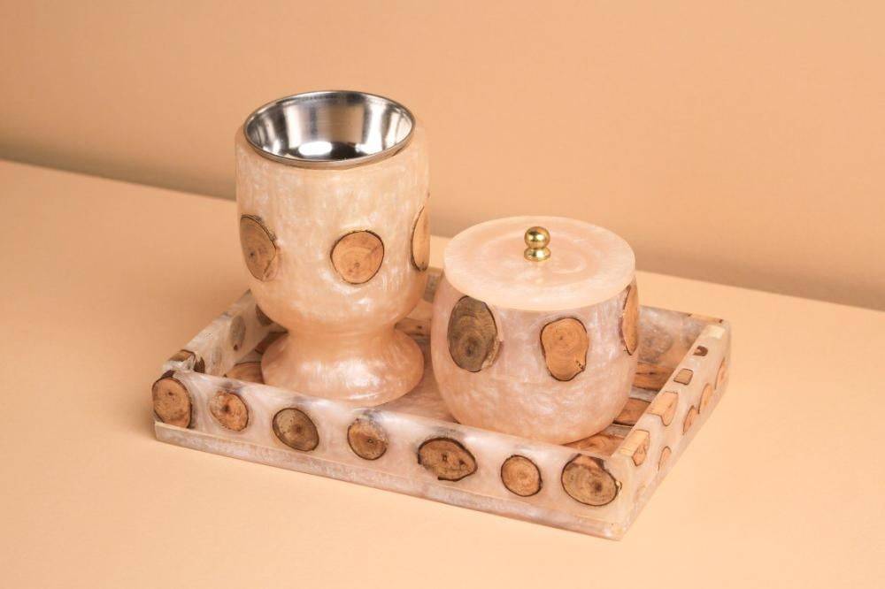 طقم خزف مبخرة وصندوق  (سكري)