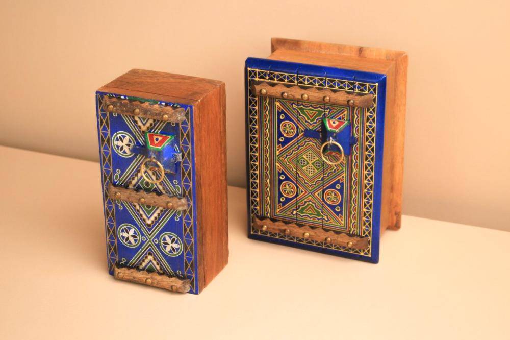 صندوق باب خشبي (ازرق)