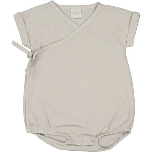Honeycomb Romper Kimono Style - Gris Rocher