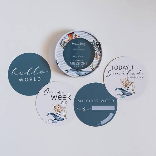 Reversible Milestone Cards Whale & Azure