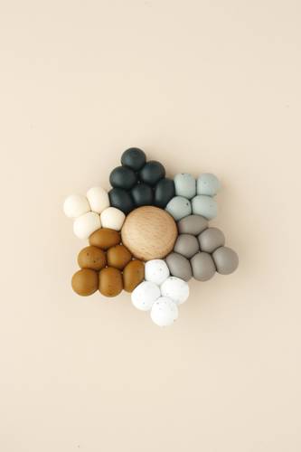 Silicone + Wood Star Teether - Speckle Winterland