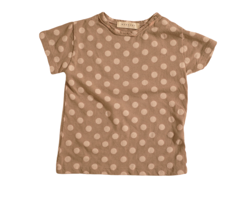 Snap Print Tee | Beige Polka Dot