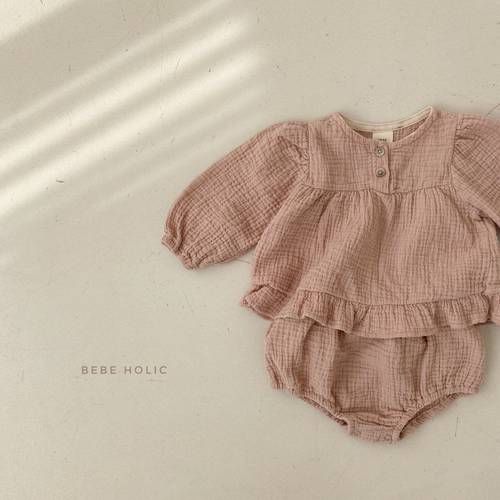 Button Blouse Set - Pink