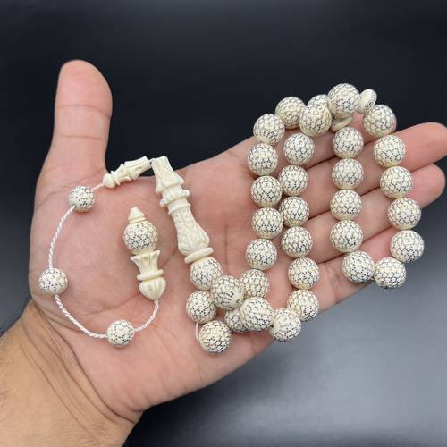 مسباح عاج مطعم فضة 🐘📿