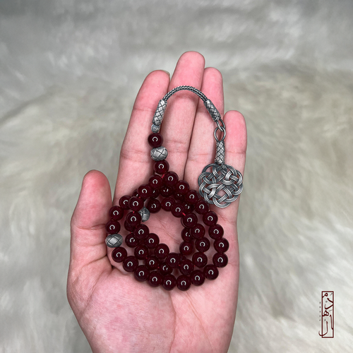حجر عنابي مع فضه 📿