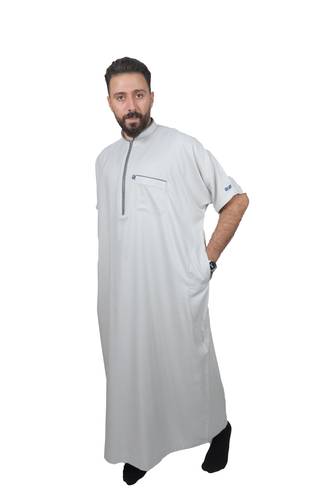 جلابيه كتان نص كم -ياقه سحاب -عرض 28-موديل 4420