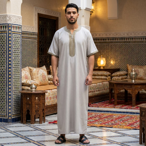 جلابيه فاس مغربي نص كم رجالي موديل 107