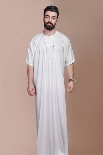جلابيه بوليستر لامعي نص كم رجالي موديل 506