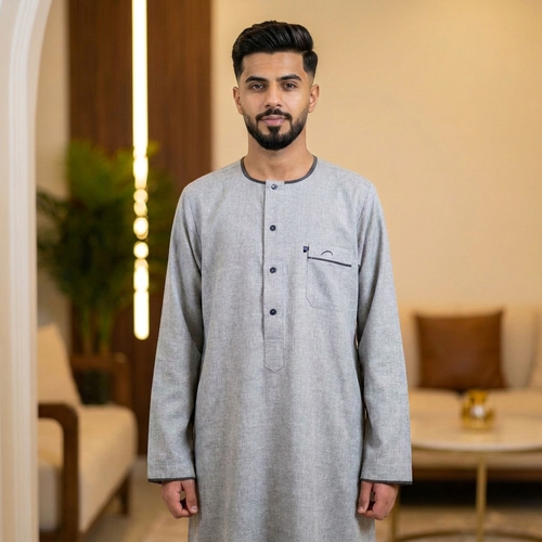 Men's high-quality linen jellabiya, half-sleeve, model 631