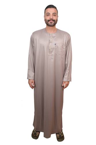 Men's Polyester Shiny Jalabiya with Long Sleeves, Embroidered, Model 112