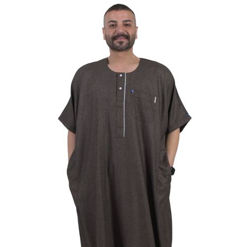 جلابيه كتان راقي نص كم عرض 34 رجالي موديل 632