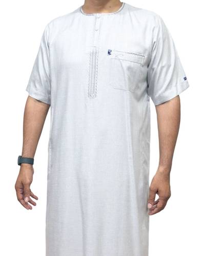High-quality linen jalabiya, half-sleeve, width 24, model 4075