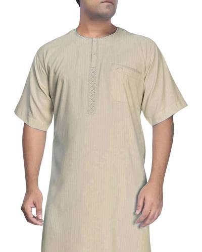 Men's Modal Akaf Orange Half Sleeve Jalabiya, Width 24, Model 513