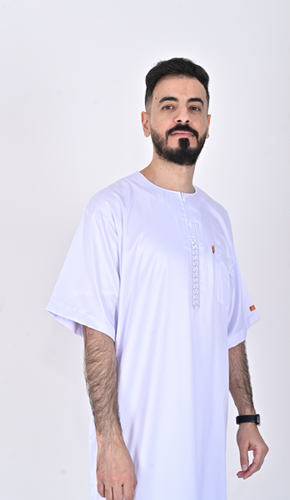 Akaf Jalabiya - Orange - Half Sleeve Embroidered 1035