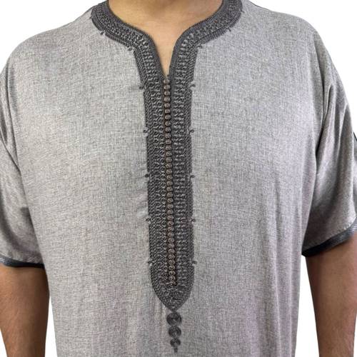 High-quality Moroccan linen djellaba, half-sleeve, men's model 021