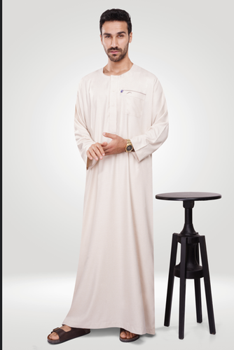Men's Plain Linen Long Sleeve Jalabiya - Model 24633