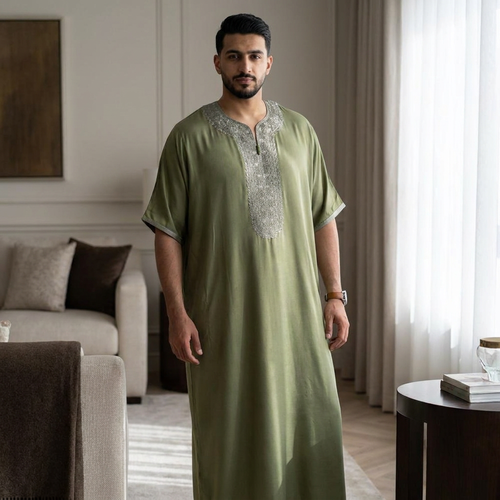 جلابيه موروكو شاين مغربي نص كم رجالي موديل 112