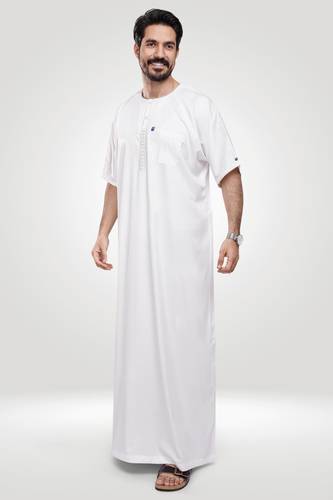  Men's shiny polyester jalabiya, half-sleeve, model 506