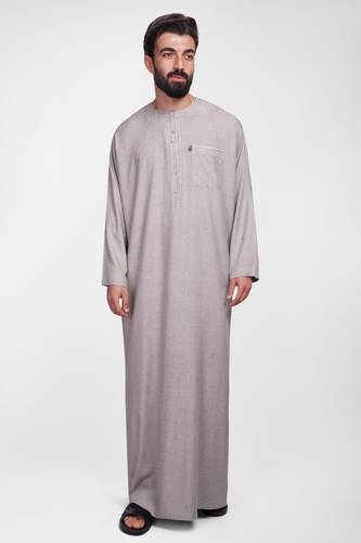 High-quality linen jalabiya, long sleeves, embroidered, men's model 100