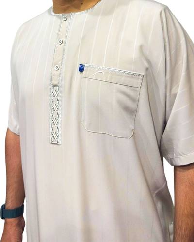 Men's embroidered half-sleeve jalabiya, model 111