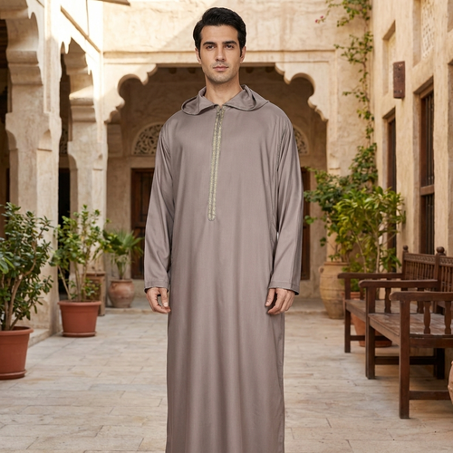 Akkaf Jellabiya - Moroccan style - with hat and long sleeves - Model 24007