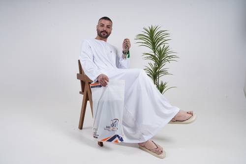 Men's long-sleeved embroidered metallic jalabiya, model 250