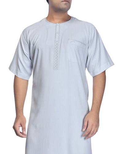Men's Modal Akaf Orange Half Sleeve Jalabiya, Width 24, Model 513