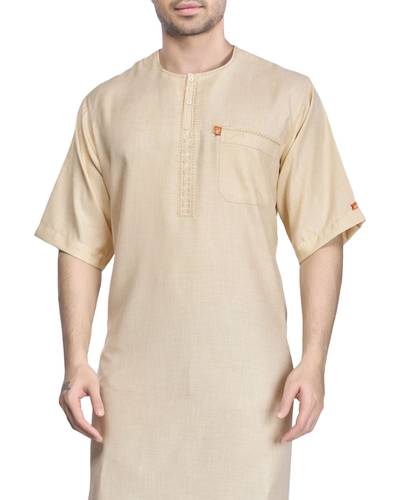Century Akkaf Orange Half Sleeve Embroidered Jalabiya Model 033