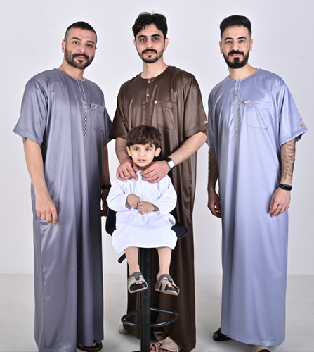 Akaf Jalabiya - Orange - Youthful - Half Sleeve Embroidered 4014