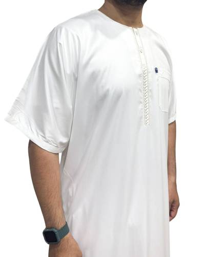 Men's embroidered half-sleeve metallic jalabiya, model 745