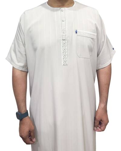 Men's embroidered half-sleeve jalabiya, model 111