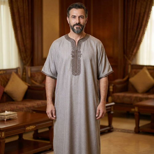 جلابيه فاس مغربي نص كم رجالي موديل 103