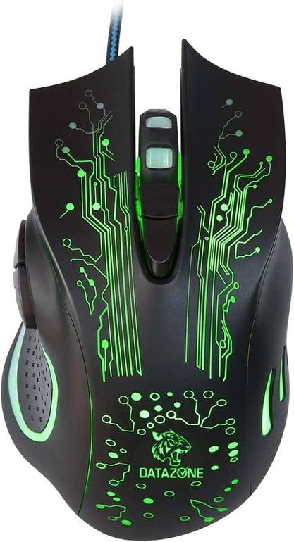 ماوس العاب DZ-X9 بتصميم مريح من داتازون, مضيء مع أزرار قابلة للبرمجة, أسود