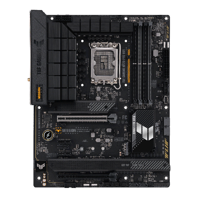 MB ASUS TUF GAMING H770-PRO WIFI LGA 1700 ATX Motherboard, Intel H770 Chipsets, 4x DDR5 DIMM Slots, 128GB Max Memory, Wi-Fi 6 / BT/2.5G ETH