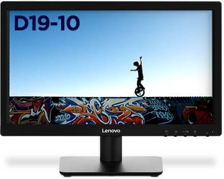 لينوفو D19-10 ليد شاشة كمبيوتر 18.5 بوصة اتش دي, سرعة الإستجابة 5 ملي ثانية, معدل التحديث 60هيرتز, تقنية العرض TN, ضد التوهج, HDMI ,VGA, اسود