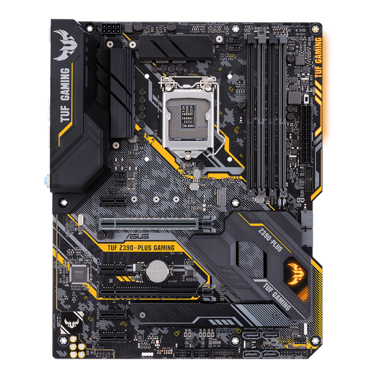 ASUS TUF Intel Z390 ATX gaming motherboard with OptiMem II, Aura Sync RGB LED lighting, DDR4 4266+ MHz support, 32Gbps M.2, Intel Optane memory ready