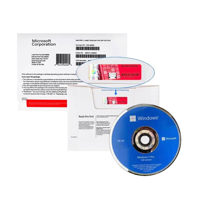مايكروسوفت ويندوز 11 برو 64 بت إصدار قرص DVD OEM 