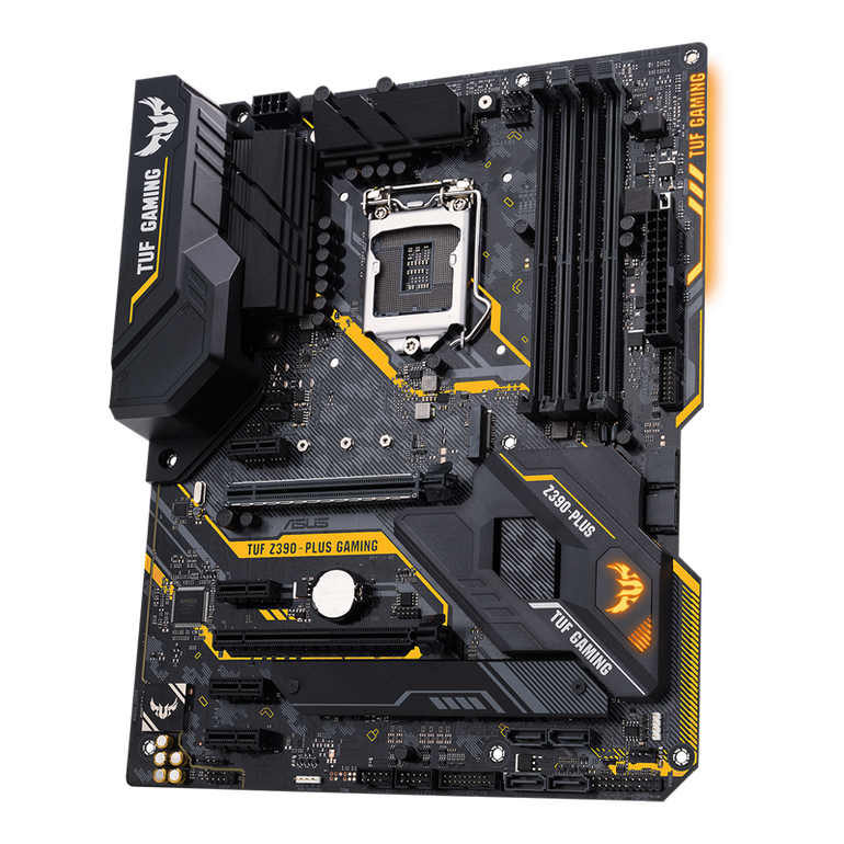 ASUS TUF Intel Z390 ATX gaming motherboard with OptiMem II, Aura Sync RGB LED lighting, DDR4 4266+ MHz support, 32Gbps M.2, Intel Optane memory ready
