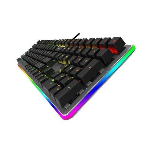 رويال كلودج لوحة مفاتيح ميكانيكية للألعاب سلكية RK919، لوحة مفاتيح ألعاب بإضاءة خلفية RGB مع مصباح جانبي LED، الحجم الكامل 108 مفاتيح ميكانيكية