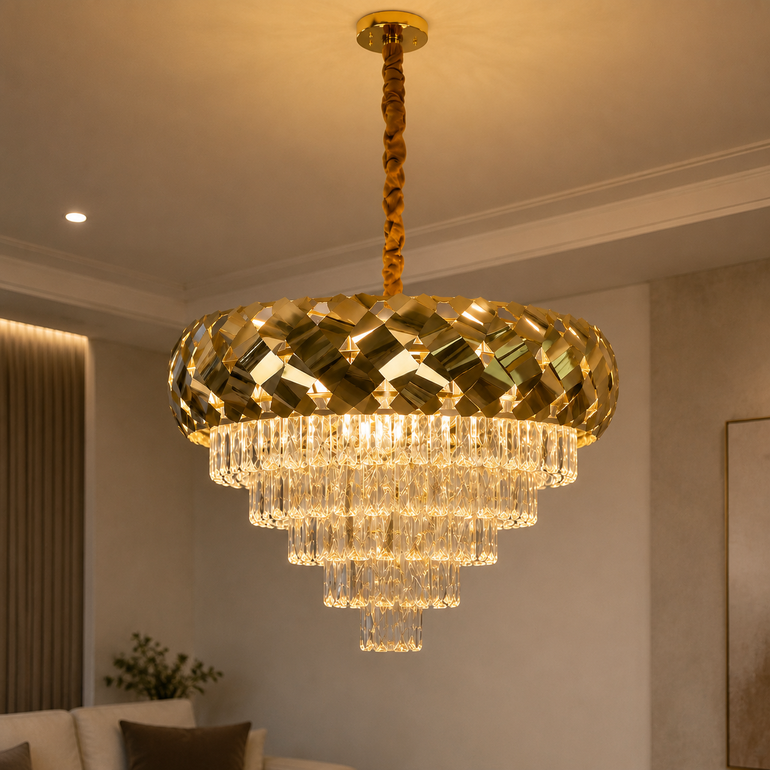 ثريا كريستال ذهبية فاخرة بمقاسات - قطر 40cm