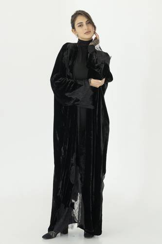 Black Velvet Lace Abaya