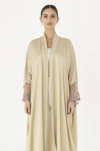 Ivory Silk Abaya