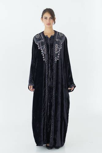 Black bisht in blue threads abaya