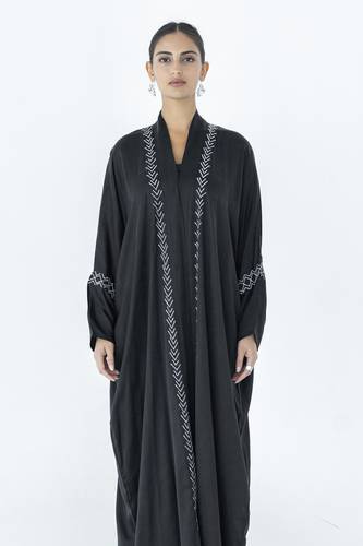 Black silk embroidery Abaya