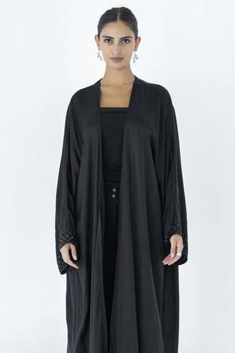 Silver Strass Black Abaya